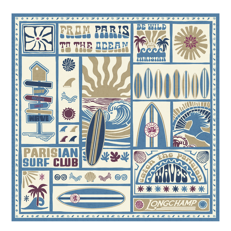 Parisian Surf Club Silk scarf 90